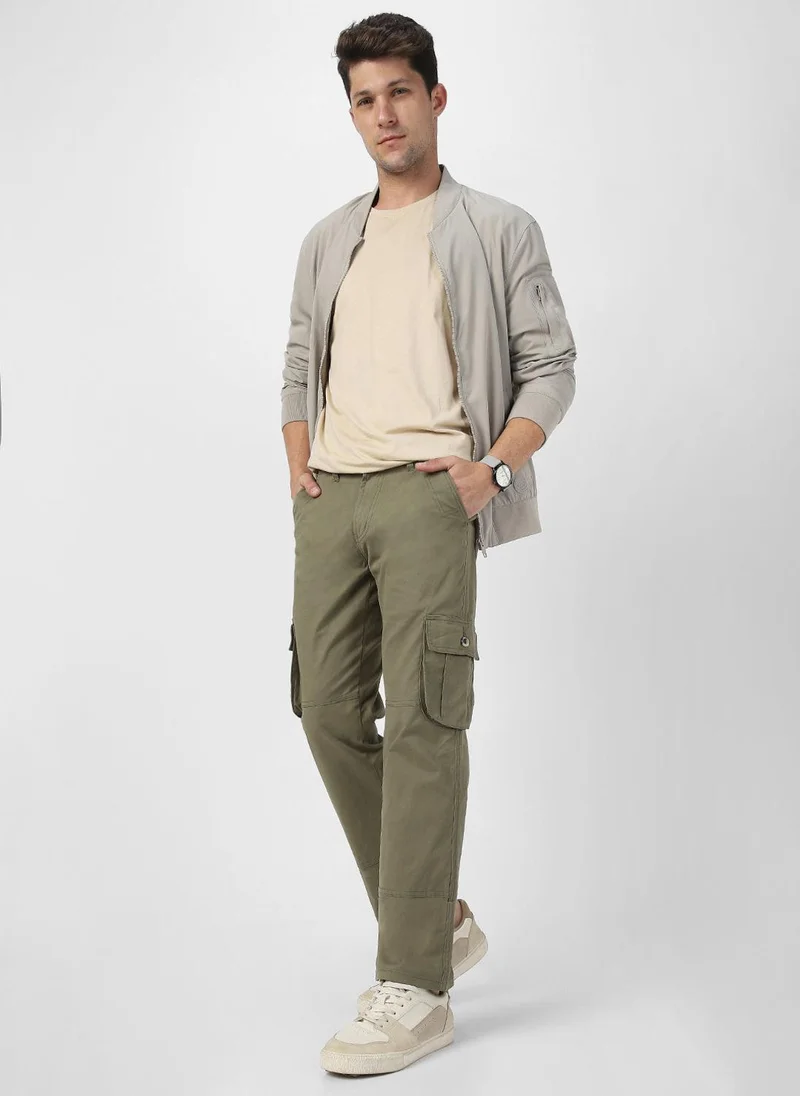Urbano Fashion  Urbano Fashion Men's Olive Green Regular Fit Solid Cargo Chino Pant with 6 Pockets for Men | Best Price UAE